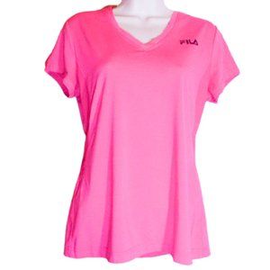 WOMEN'S FILA ACTIVE WEAR SHORT SLEEVE PINK TEE T-SHIRT TOP - MEDIUM